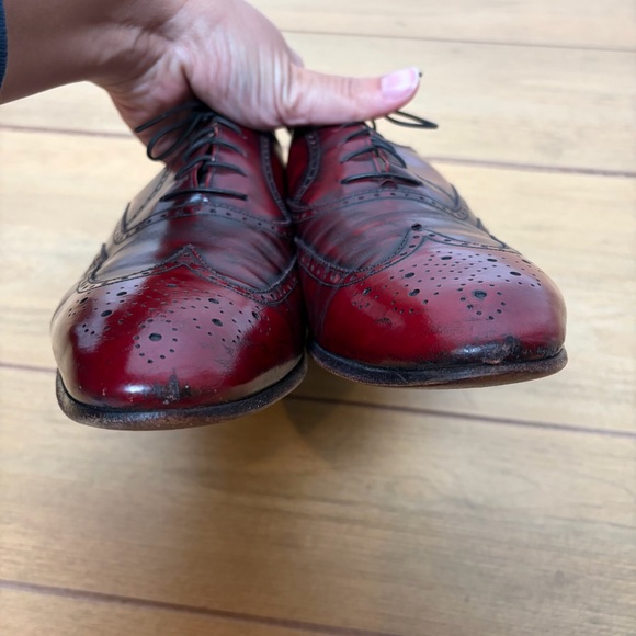 FERRAGAMO- Burgundy Men’s Oxford Dress Shoes - Picture 6 of 10